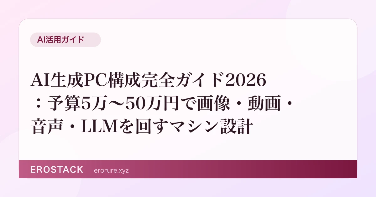 AI生成PC構成完全ガイド2026：予算5万〜50万円で画像・動画・音声・LLMを回すマシン設計 のサムネイル