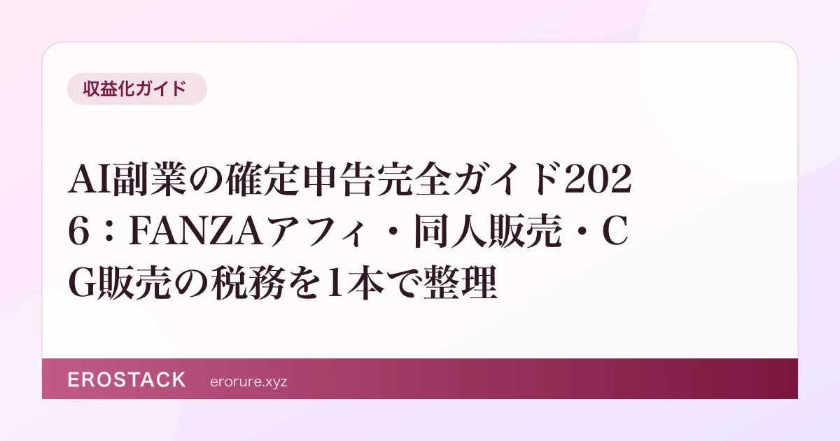 AI副業の確定申告完全ガイド2026：FANZAアフィ・同人販売・CG販売の税務を1本で整理 のサムネイル