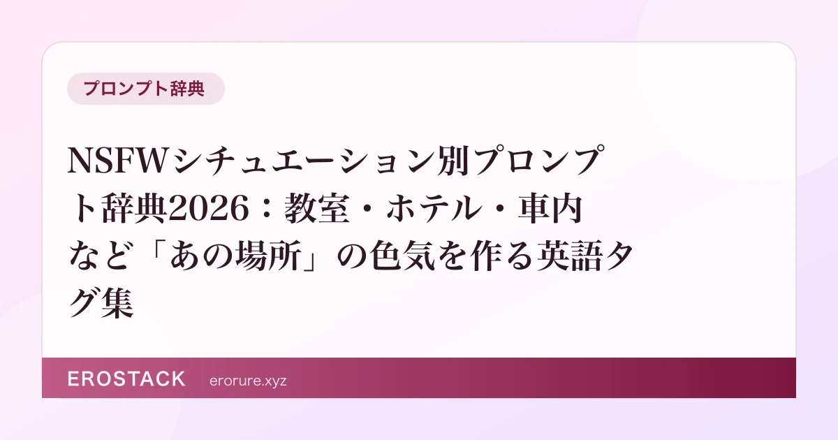 NSFWシチュエーション別プロンプト辞典2026：教室・ホテル・車内など「あの場所」の色気を作る英語タグ集 のサムネイル
